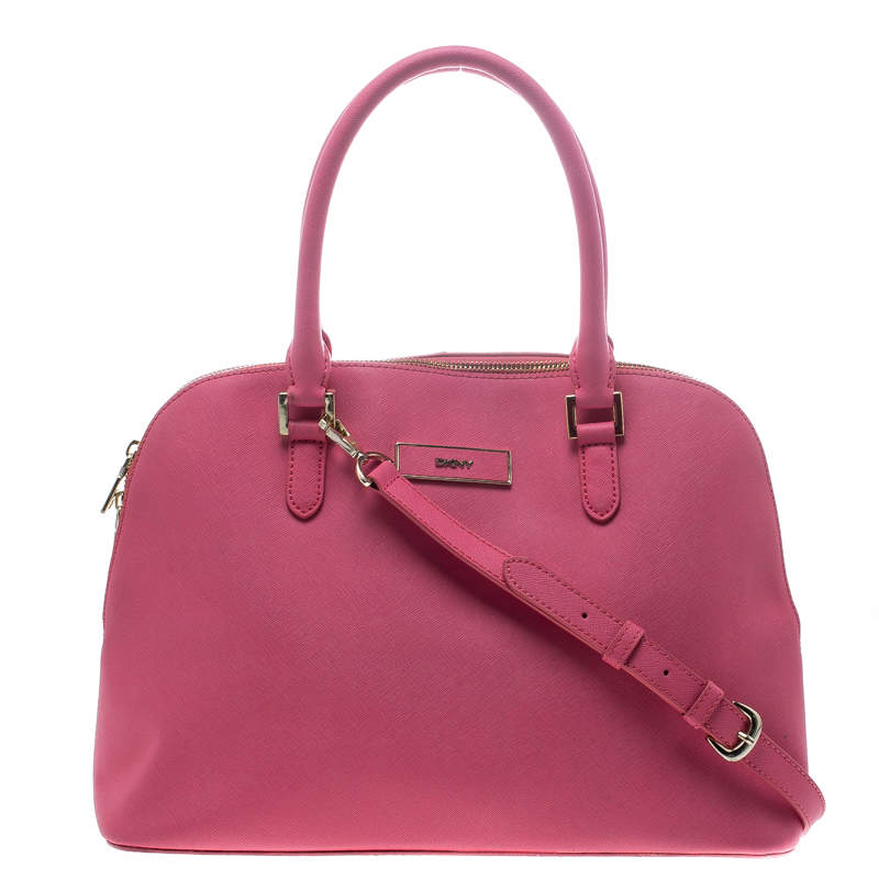 DKNY Pink Leather Dome Satchel Dkny | The Luxury Closet