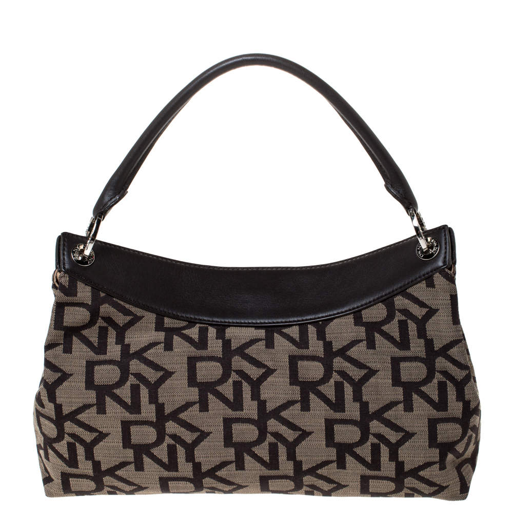 Dkny Brown Signature Canvas and Leather Satchel Dkny TLC