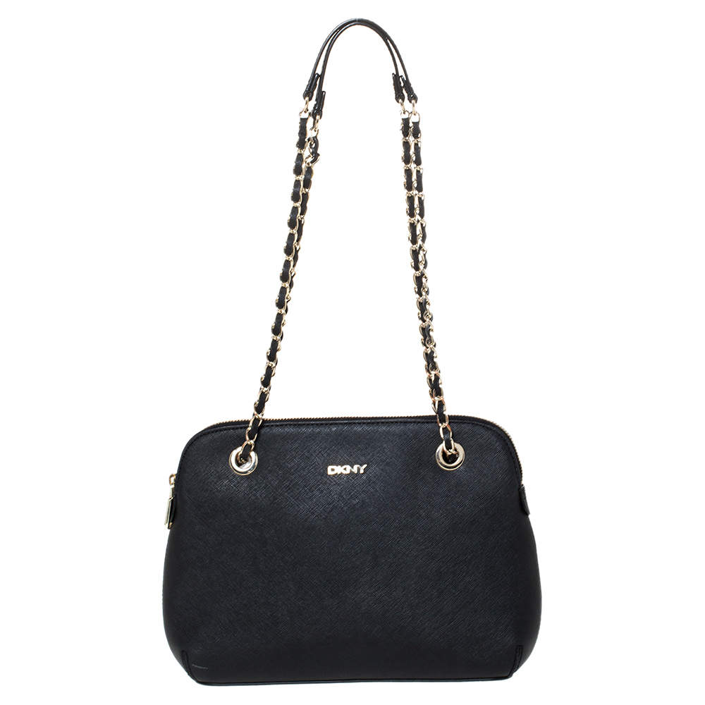 Pre Owned Dkny Black Leather Camille Dome Shoulder Bag