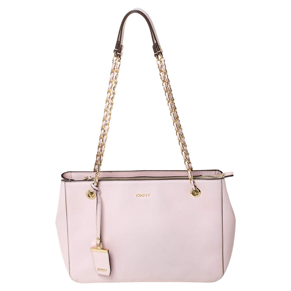 Pre Owned Dkny Pink Leather Bryant Park Chain Tote