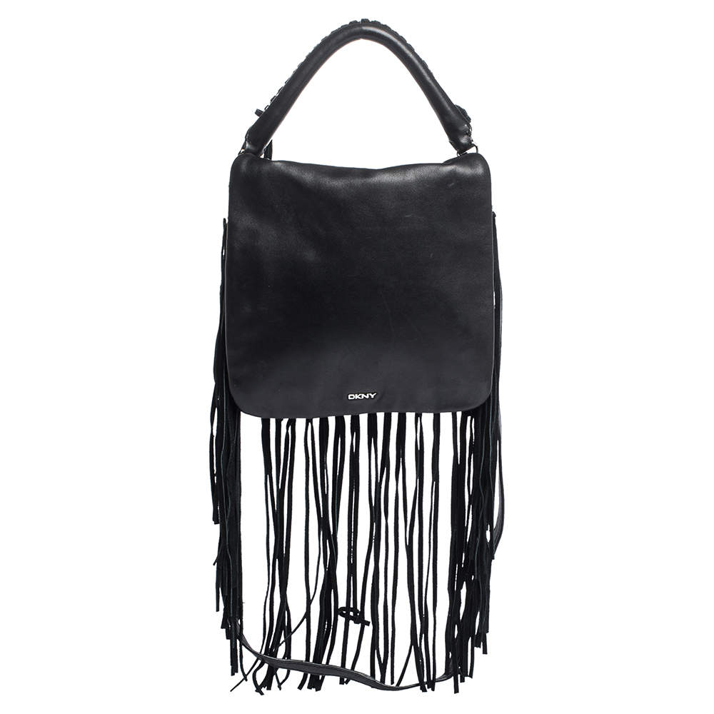 dkny black leather bag