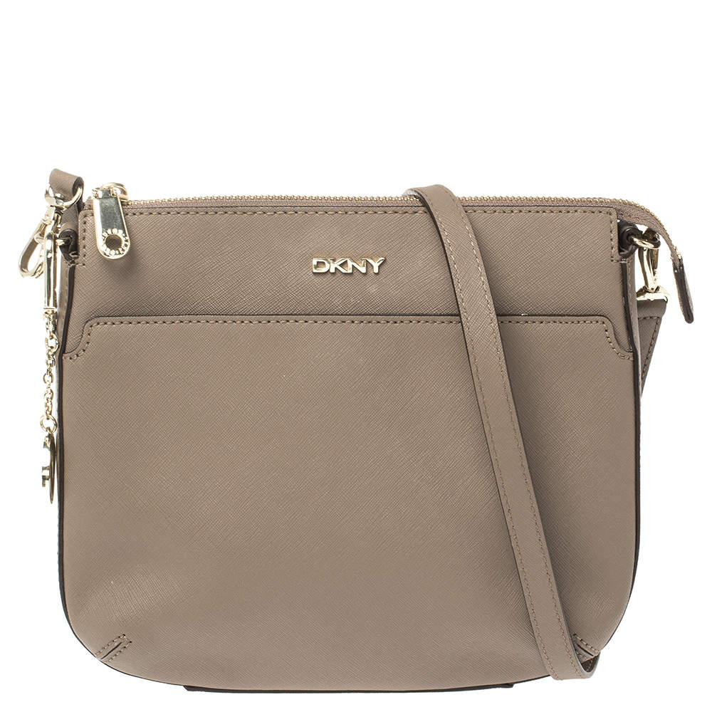 Pre Owned حقيبة كتف دي كي إن واي جلد بني