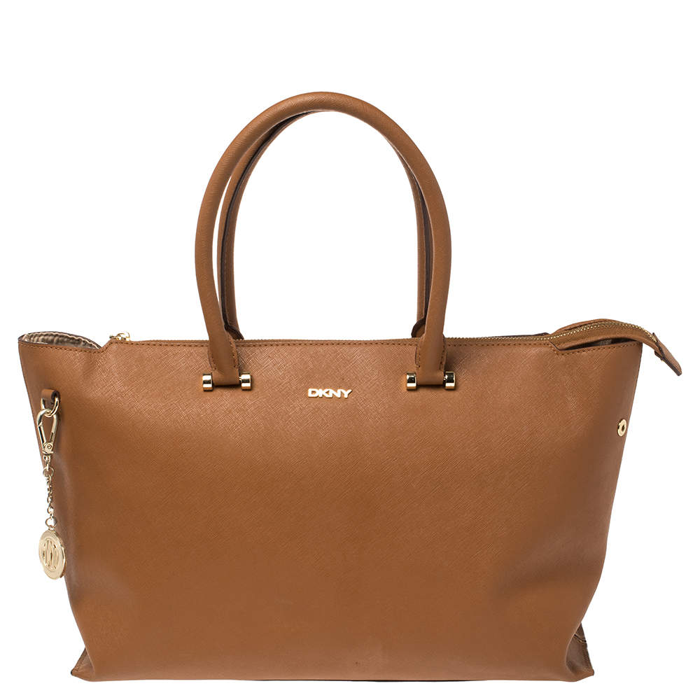 مملوكة مسبقًا DKNY Tan Leather Bryant Park Zip Tote