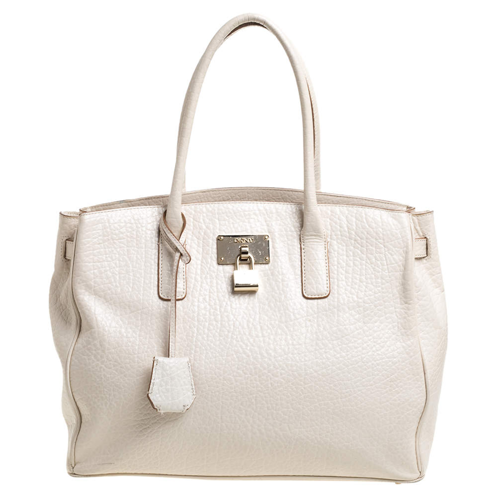 مملوكة مسبقًا DKNY Off White Leather Shopper Tote