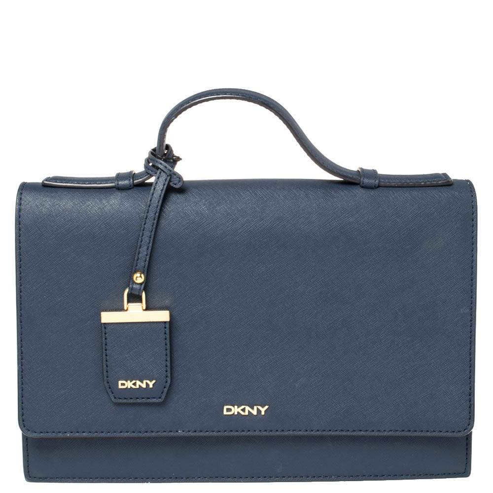 DKNY Navy Blue Leather Top Handle Bag 