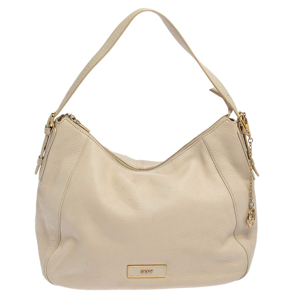 Pre Owned DKNY White Leather Hobo