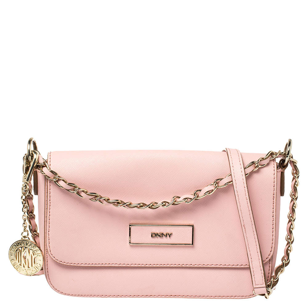 DKNY Pink Leather Bryant Park Flap Crossbody Bag Dkny | The Luxury Closet