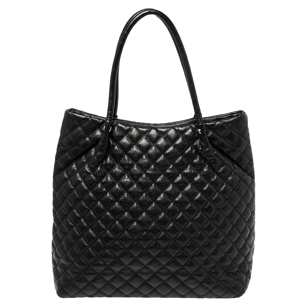 Dkny Black Quilted Leather Tote