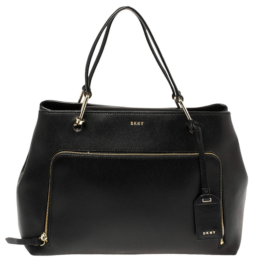 Pre Owned Dkny Black Saffiano Leather Bryant Park Front Pocket Satchel