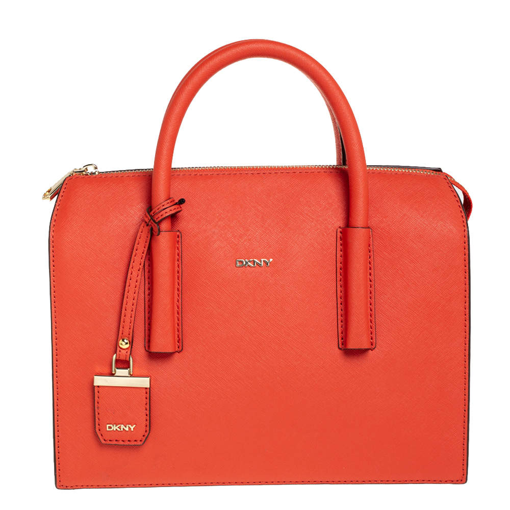 DKNY Orange Leather Zip Bryant Park Satchel Dkny | TLC