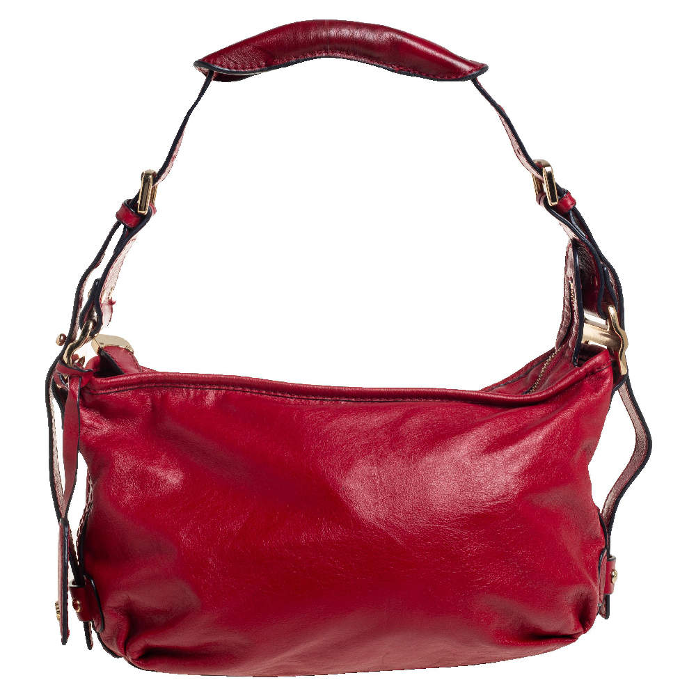 مملوكة مسبقًا حقيبة هوبو دي كي إن واي جلد أحمر