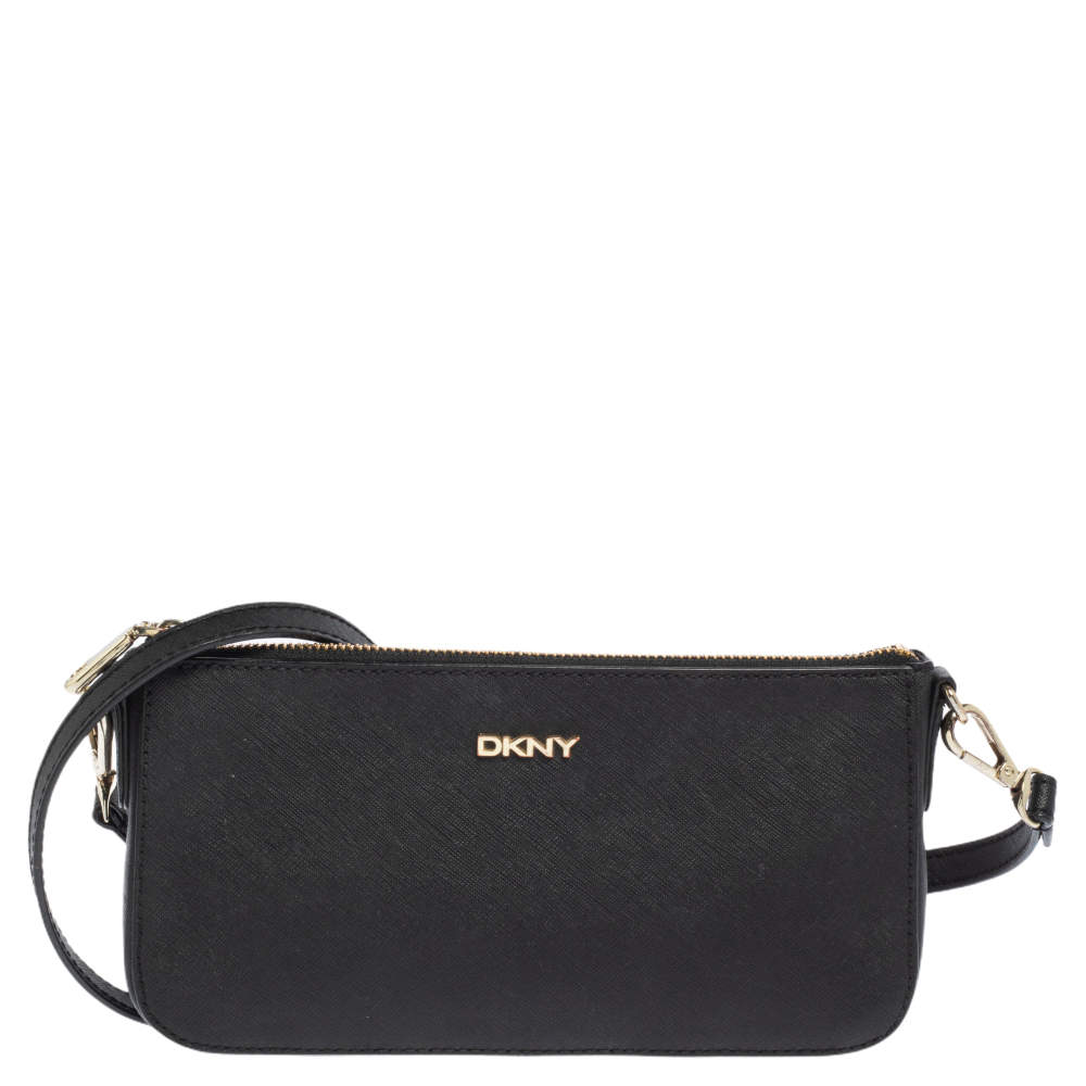 Pre Owned حقيبة كتف دي كي إن واي جلد سافيانو أسود