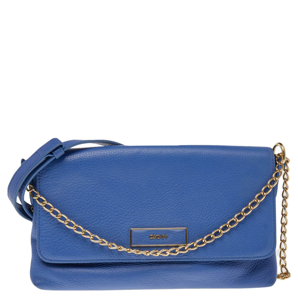 Dkny Blue Leather Bryant Park Shoulder Bag