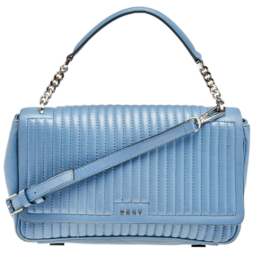 مملوكة مسبقًا حقيبة يد توتس دي كي إن واي غانسيفورت جلد مبطن أزرق فاتح بيد علوية