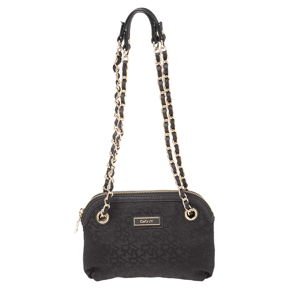 مملوكة مسبقًا حقيبة كتف  دى كى أن واى صغيرة قماش مميز أسو د