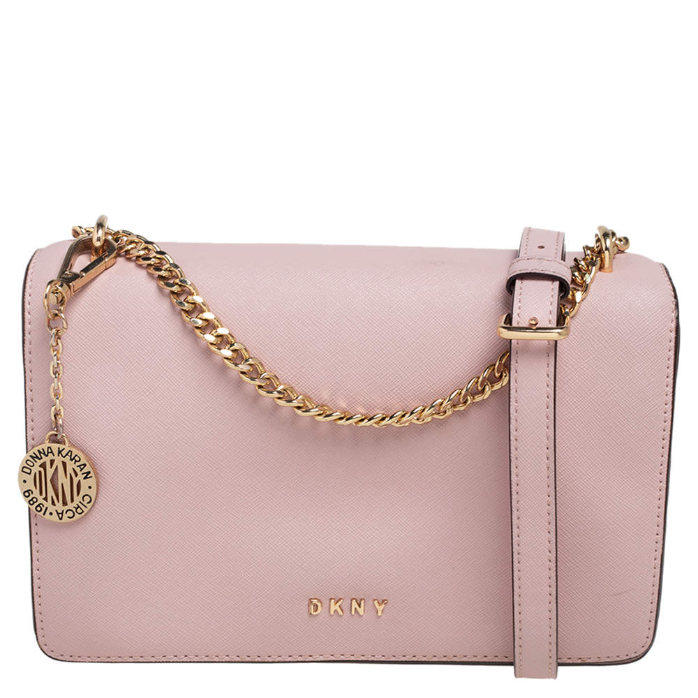DKNY Pink Leather Bryant Park Pocket Crossbody Bag Dkny