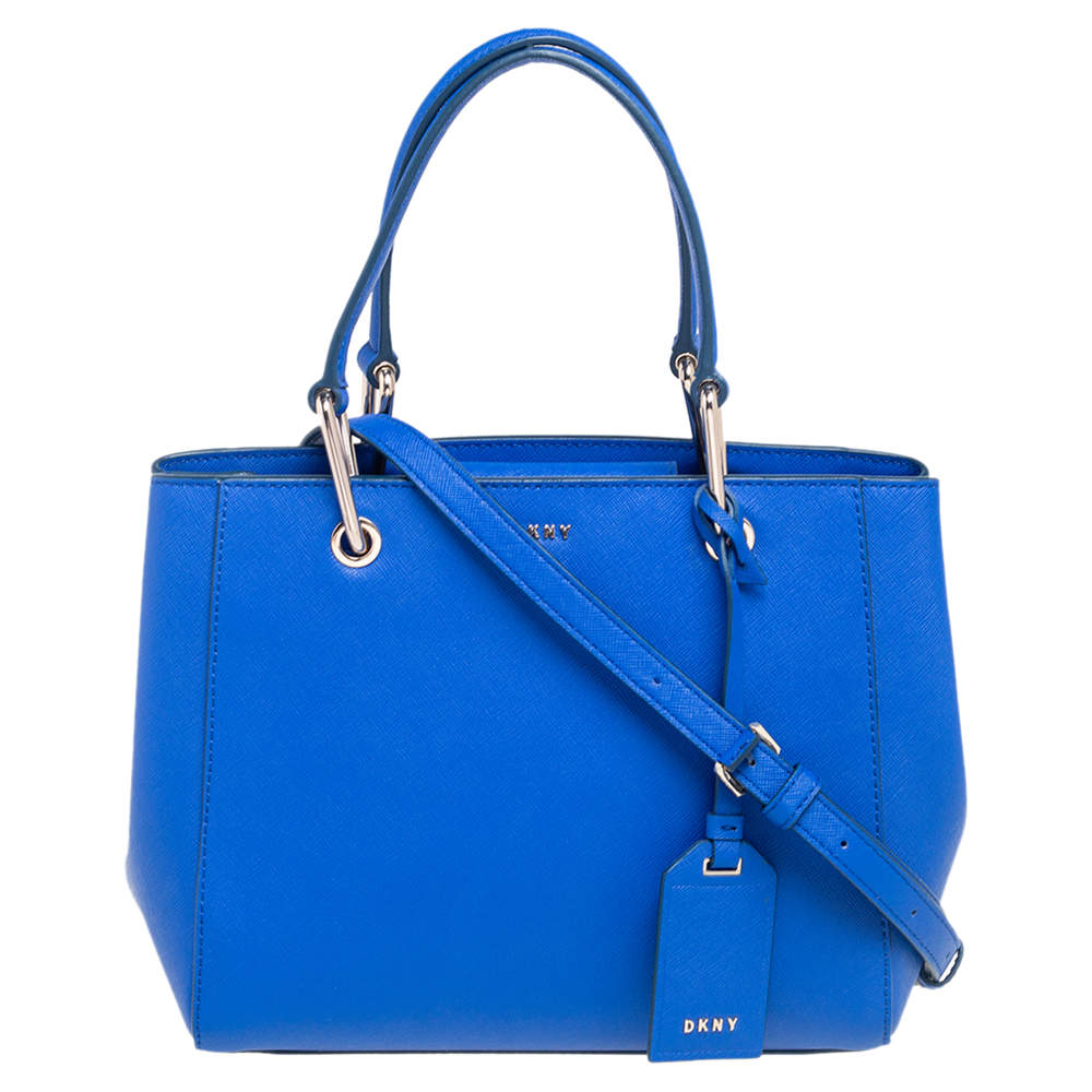 Pre Owned حقيبة يد توتس دي كيه إن واي بريانت بارك جلد سافيانو أزرق