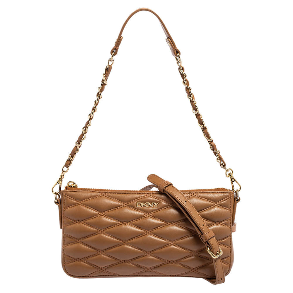 Pre Owned DKNY Beige Quilted Leather Lara Crossbody Bag