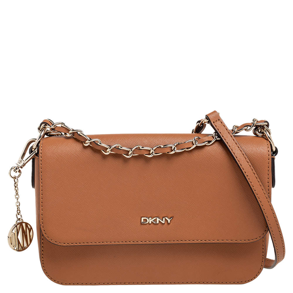 DKNY Brown Leather Chain Shoulder Bag Dkny TLC