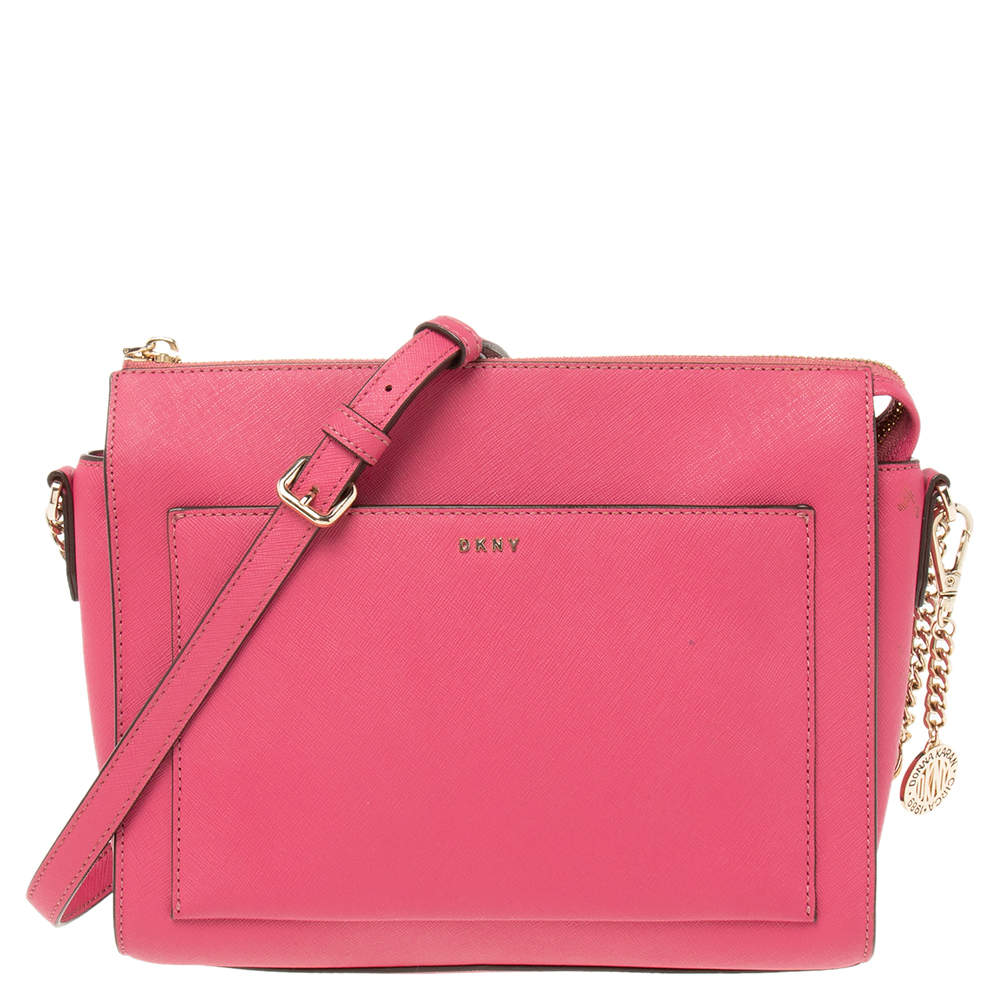 DKNY Pink Saffiano Leather Bryant Park Crossbody Bag Dkny