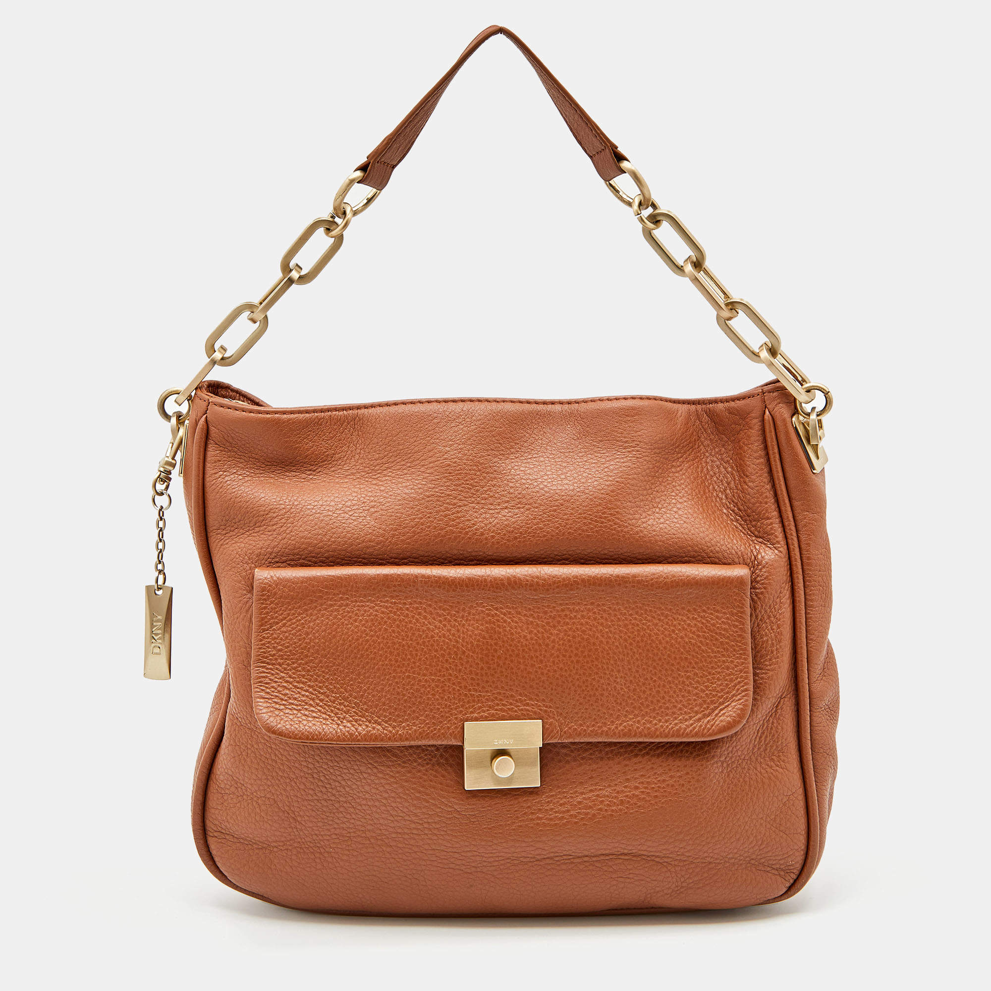 Pre Owned DKNY Brown Leather Hobo