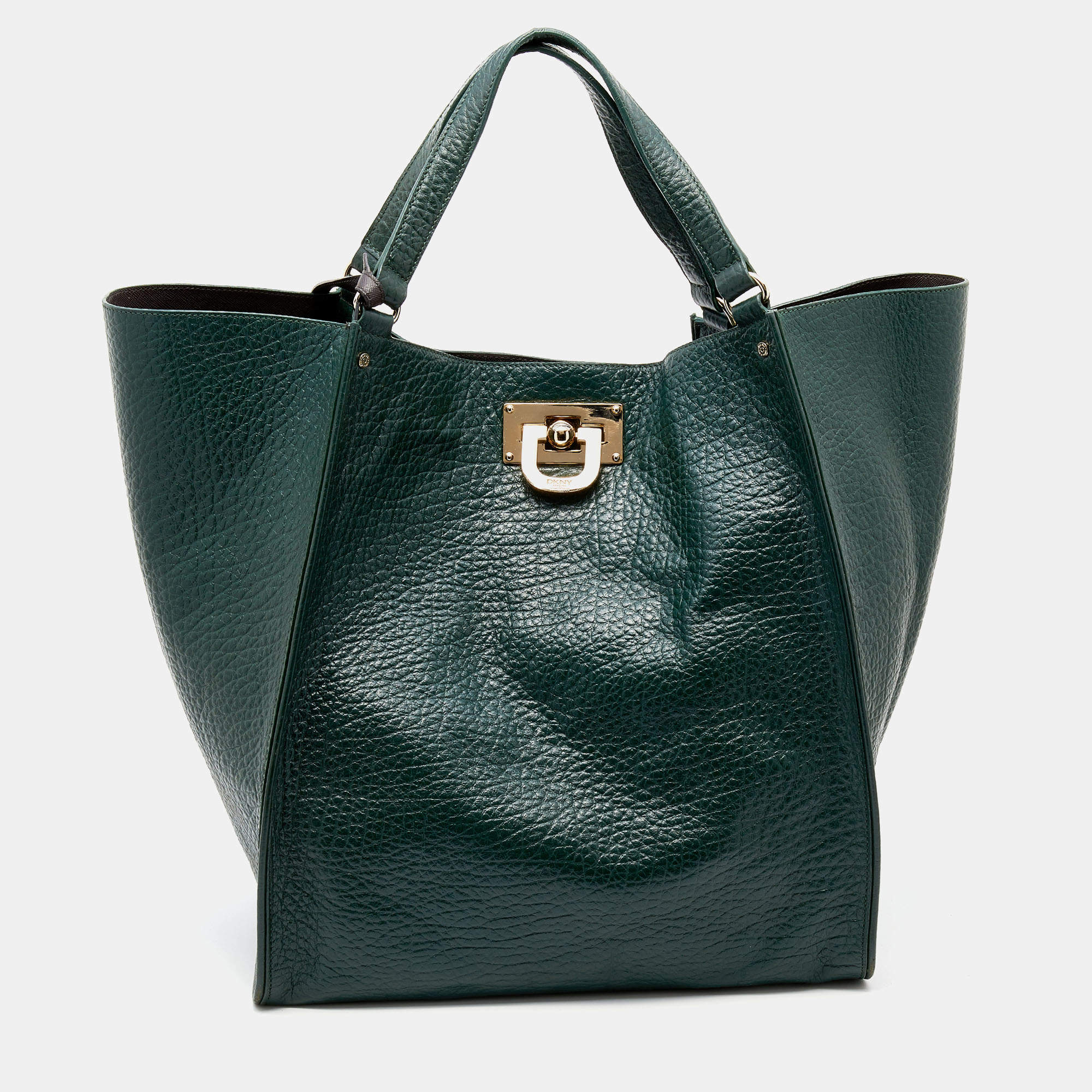 Pre Owned DKNY Green Leather Tote