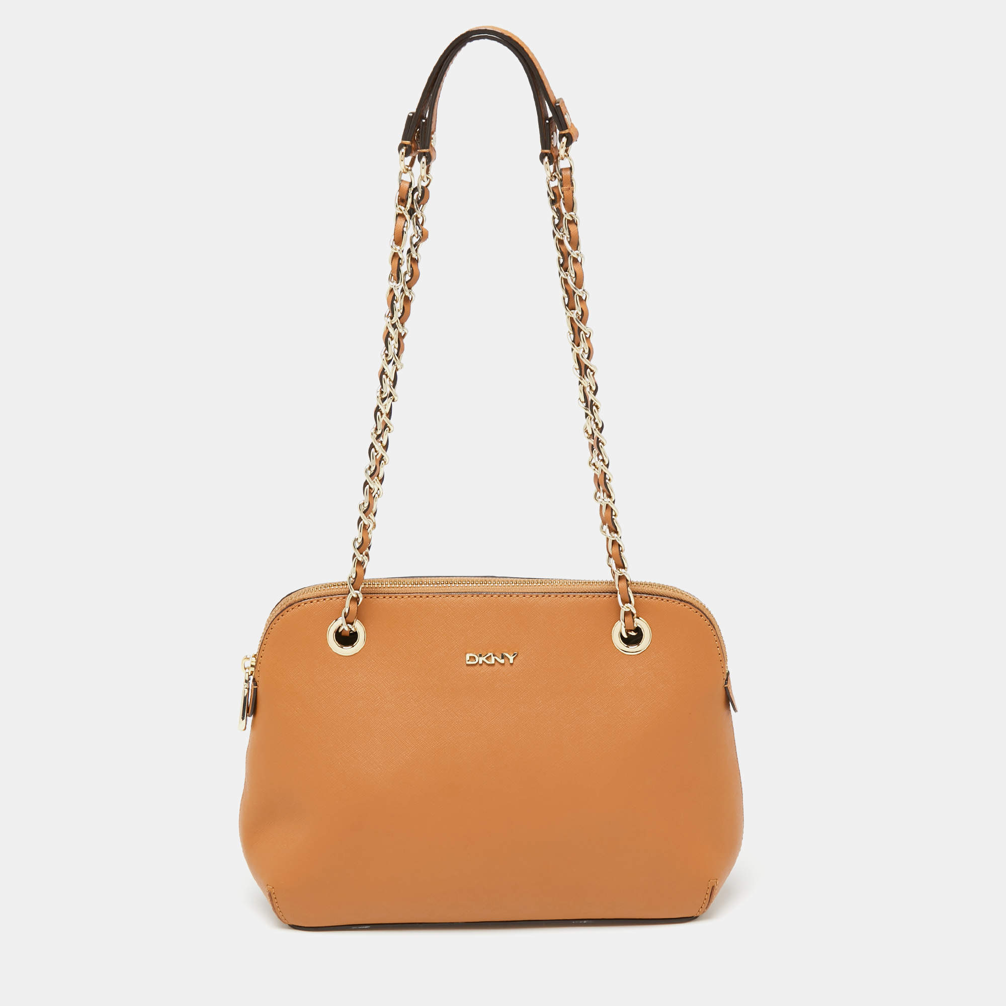 Pre Owned DKNY Tan Leather Camille Dome Shoulder Bag