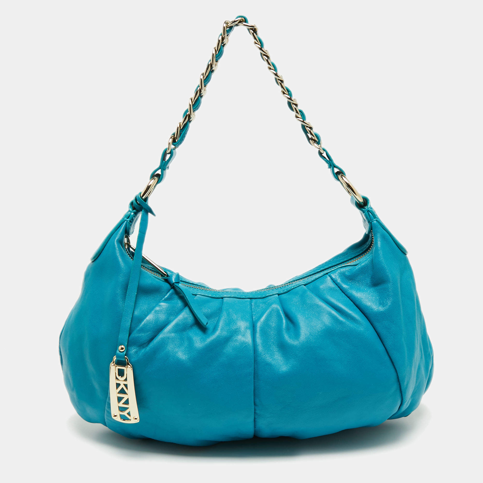 Pre Owned DKNY Blue Leather Hobo 