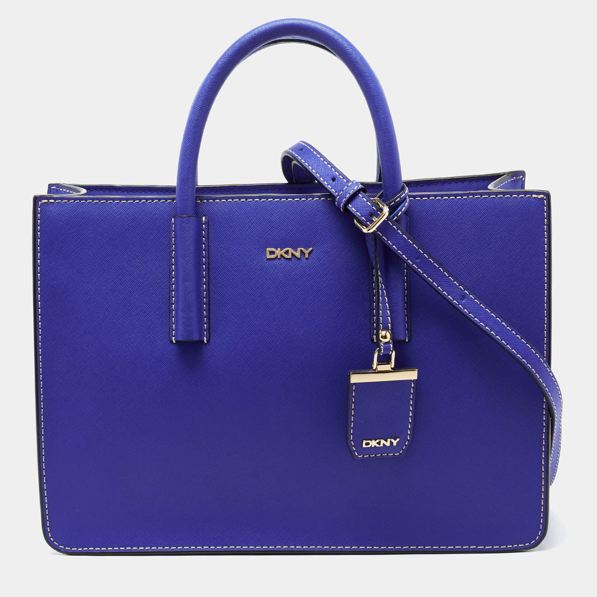 Pre Owned DKNY Blue Leather Top Handle Bag