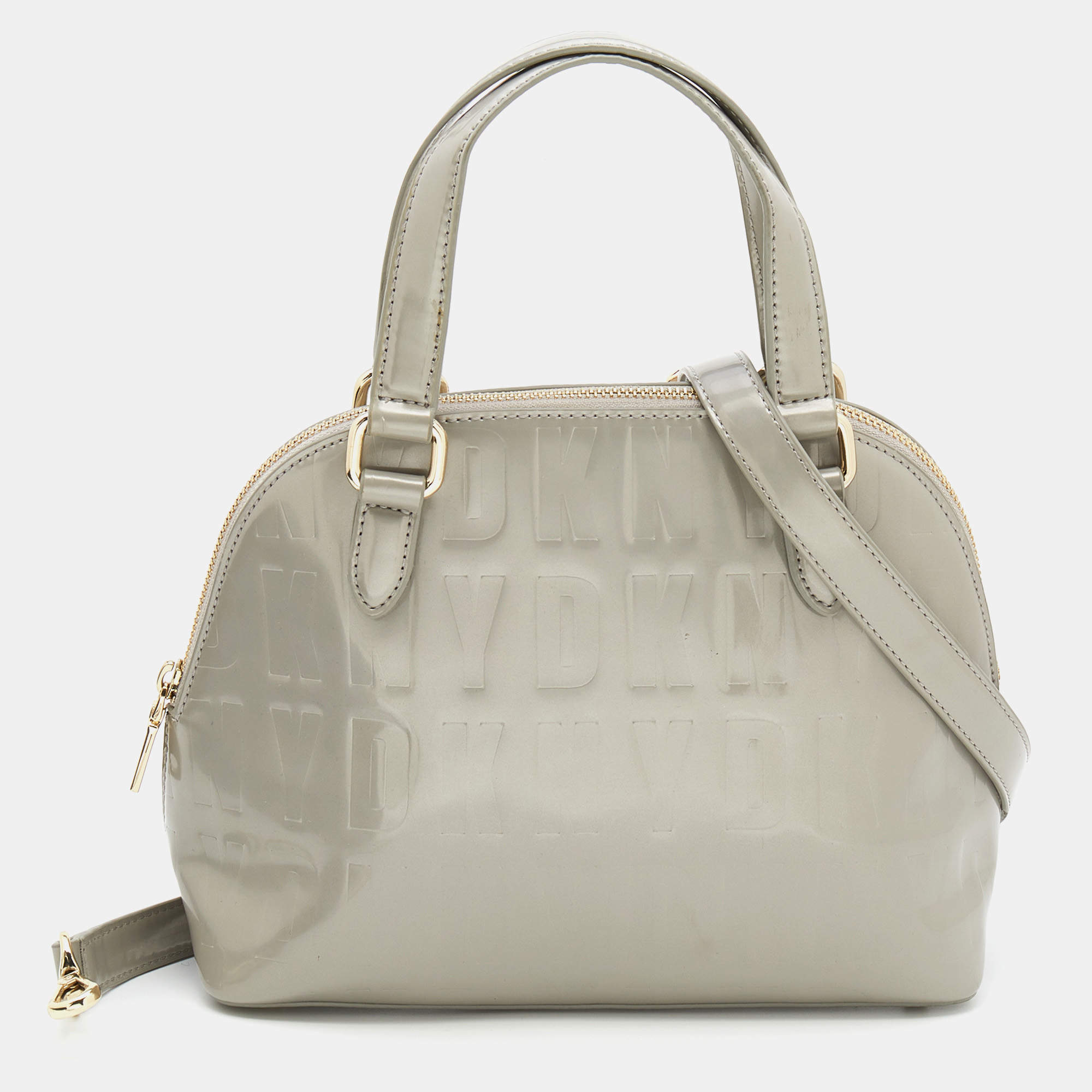 Pre Owned DKNY Grey PVC Monogram Embossed Satchel