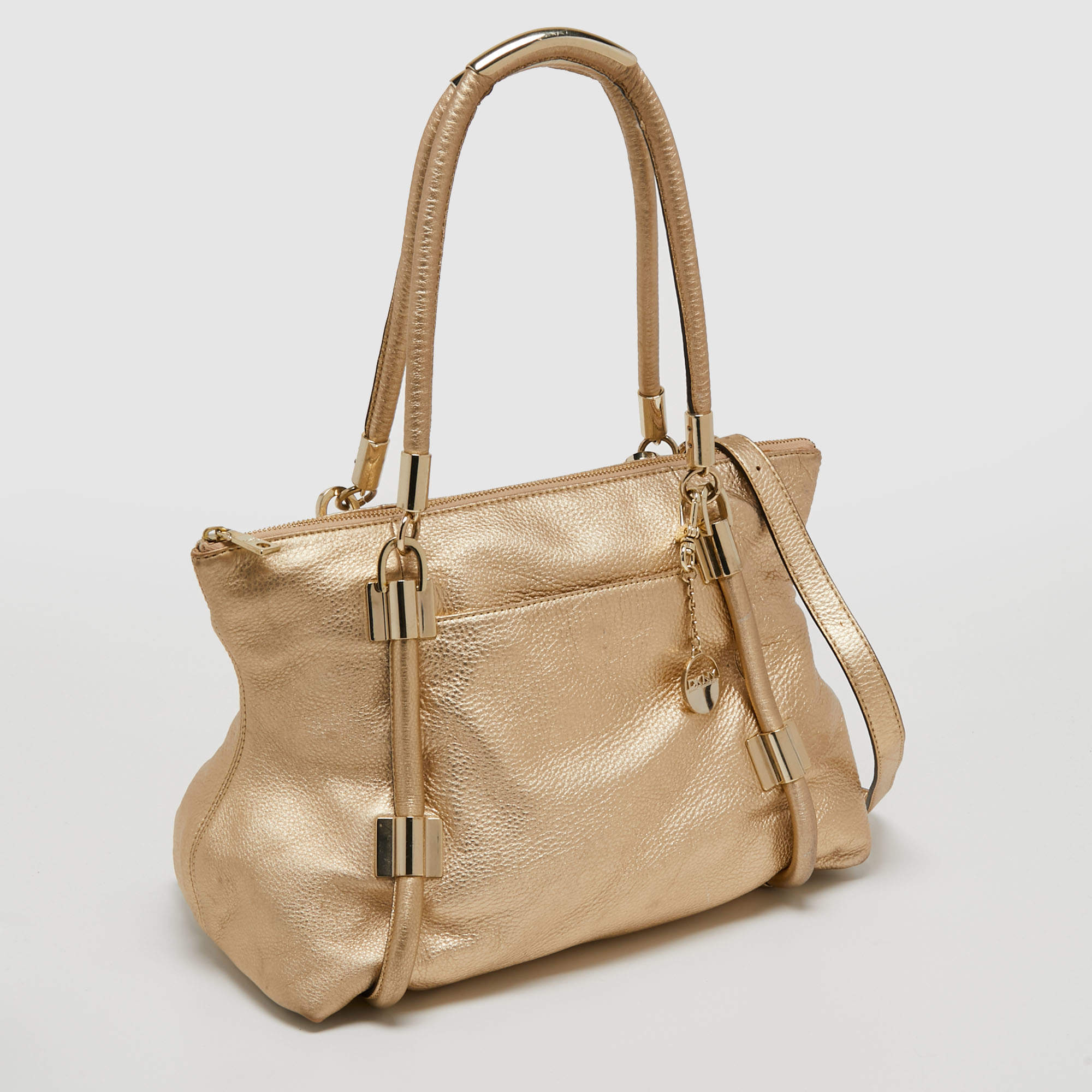 DKNY Gold Leather Chain Tote Dkny