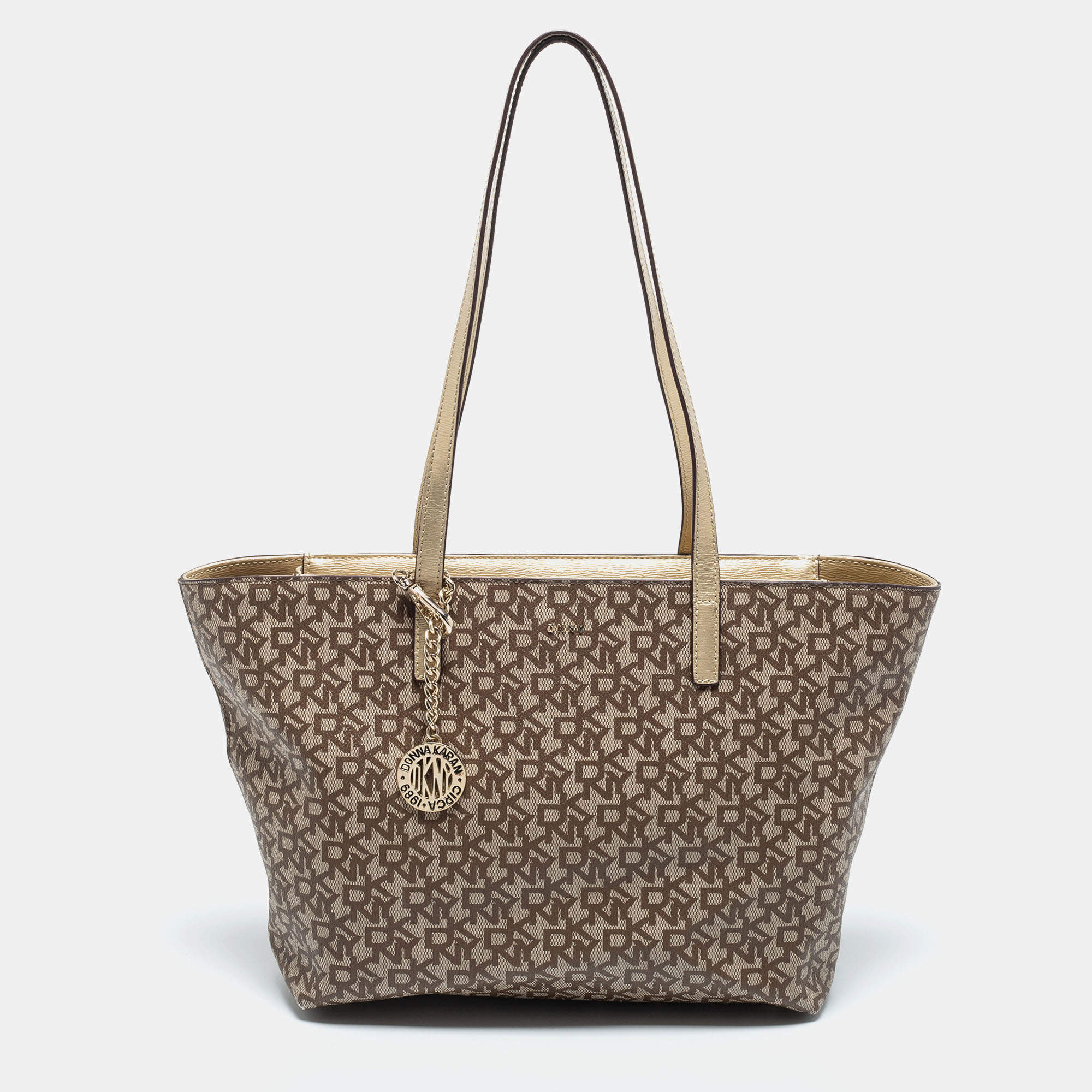 Pre Owned Dkny Beige/Brown SIgnature Canvas Tote