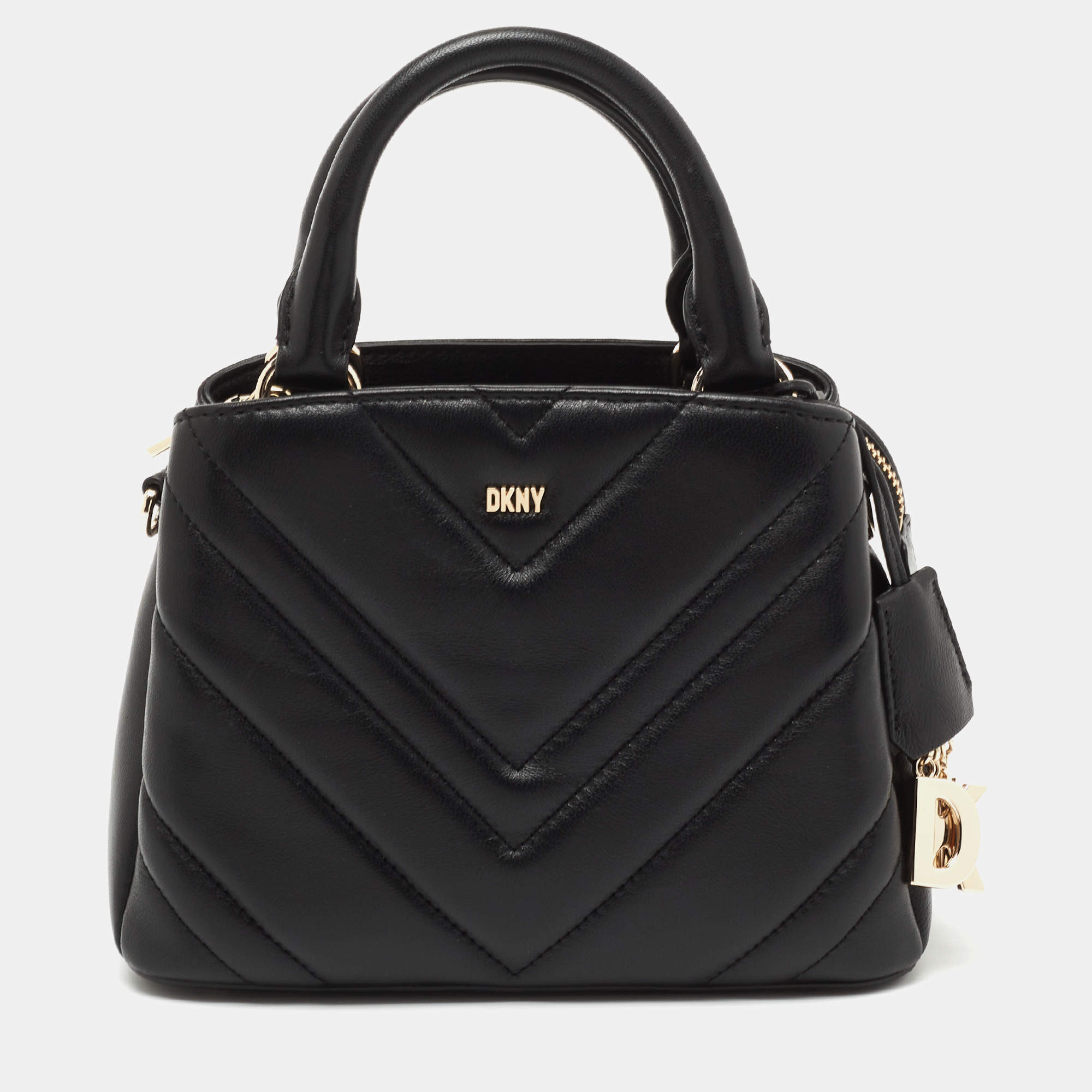 Pre Owned DKNY Black Leather Satchel