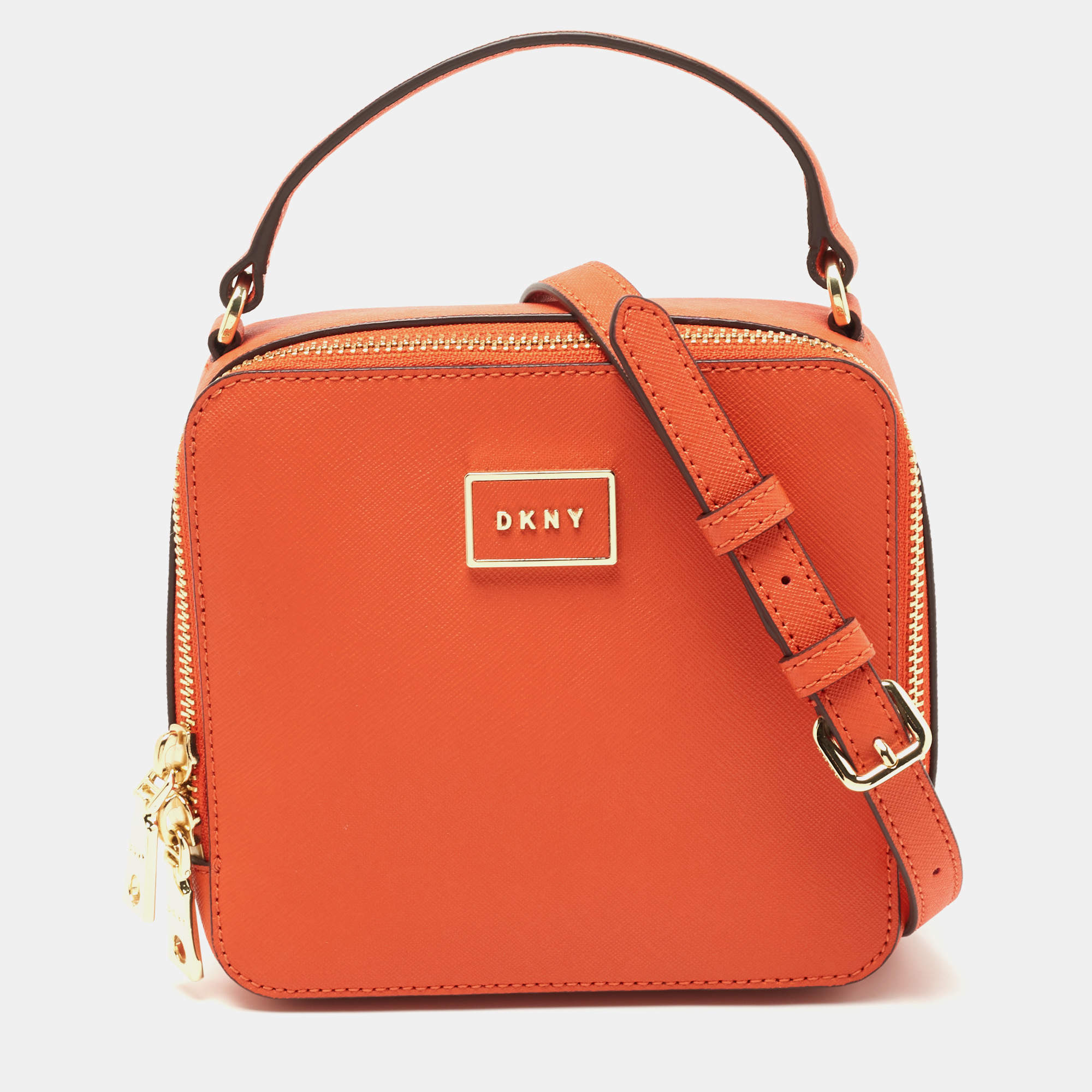 DKNY Orange Saffiano Leather Crossbody Bag