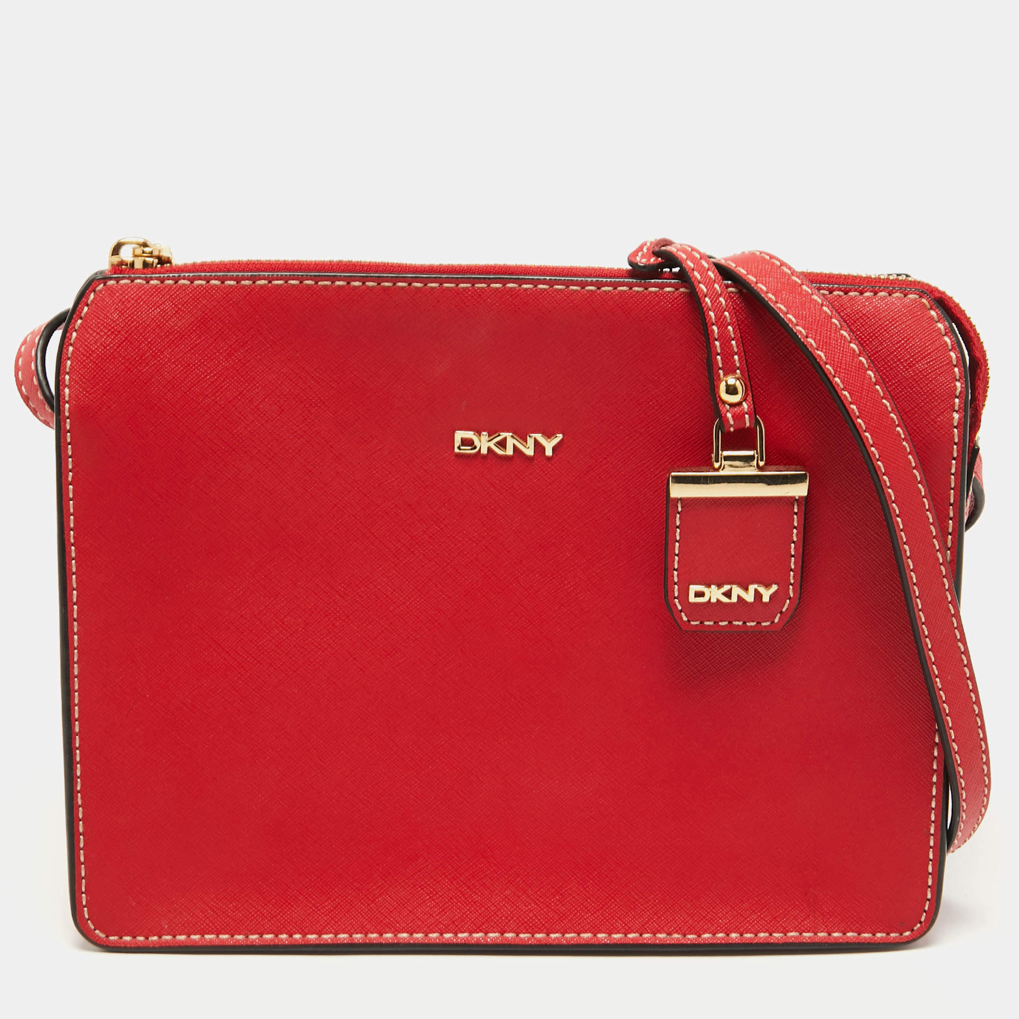 DKNY Red Saffiano Leather Bryant Park Bag Dkny