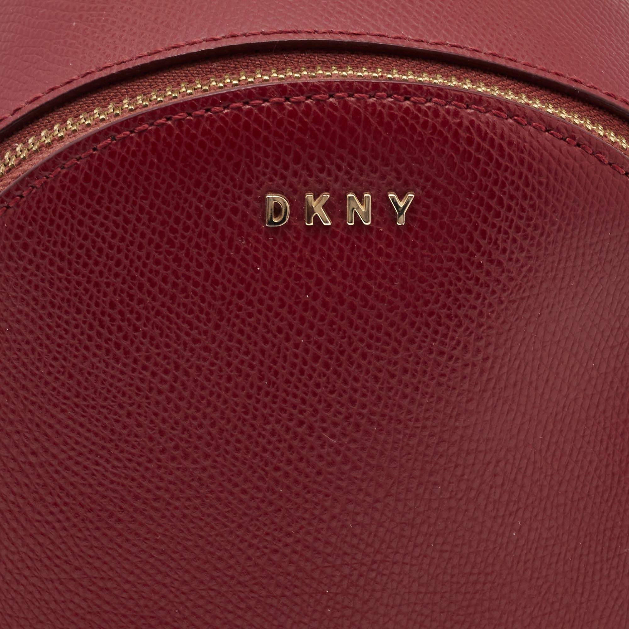 DKNY Red Leather Bryant Double Zip Backpack Dkny