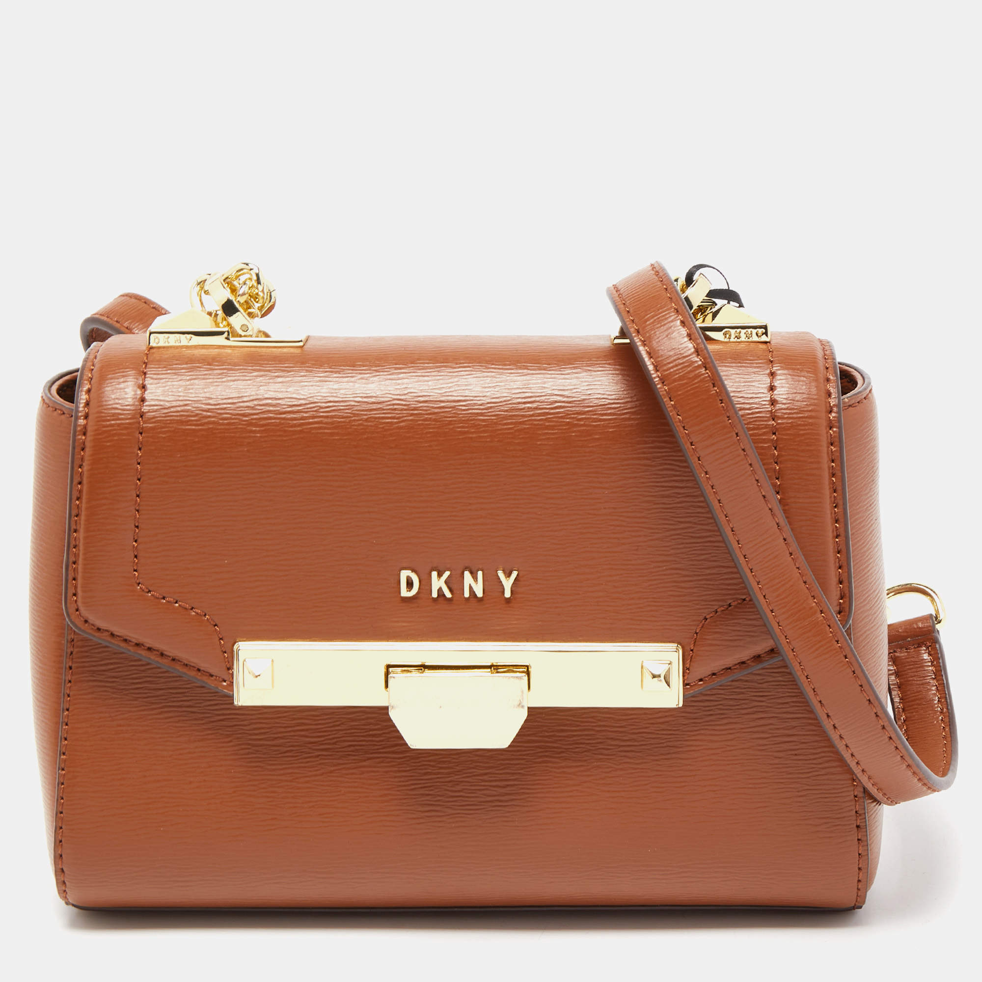 Pre Owned DKNY Brown Leather Janice Shoulder Bag