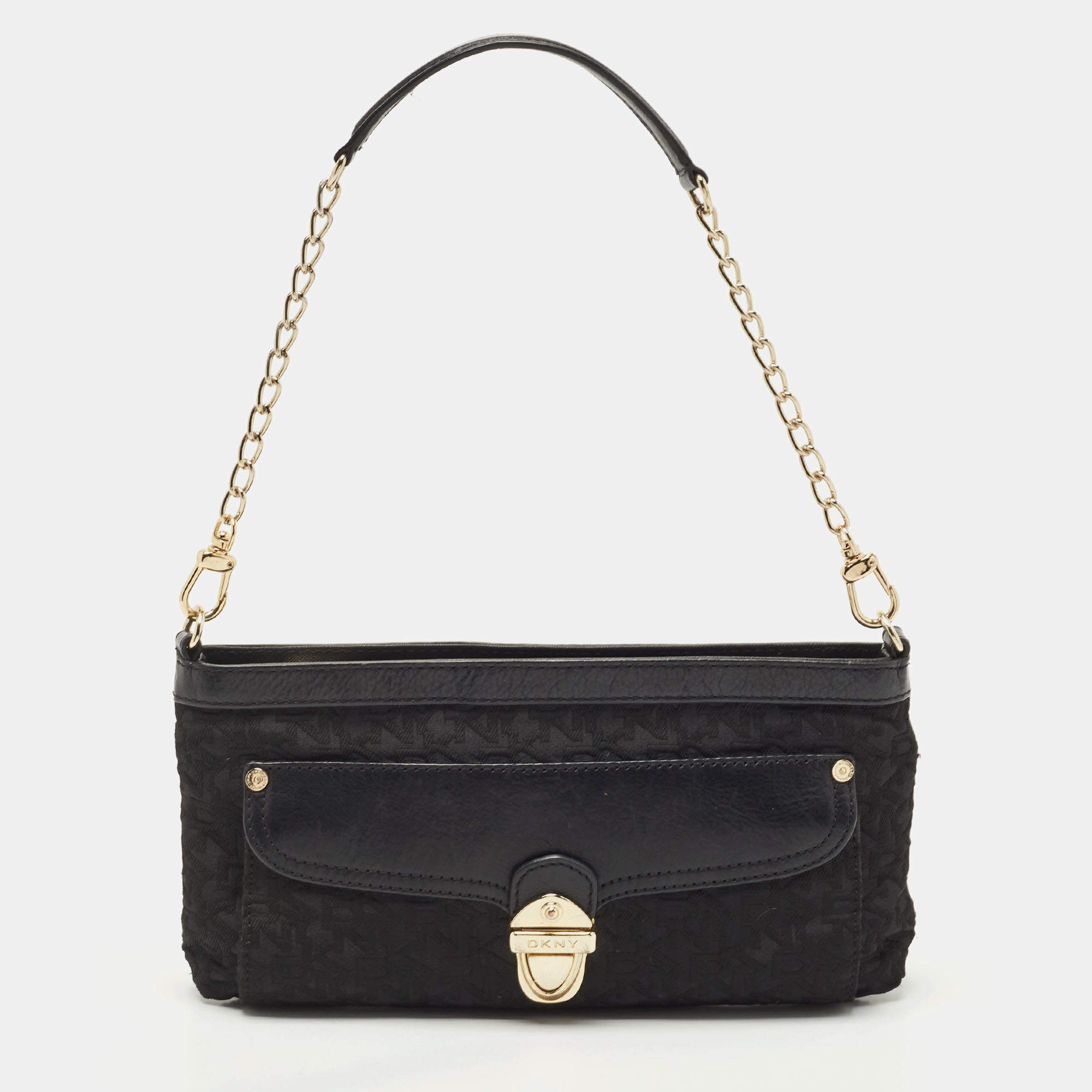 DKNY Black Signature Canvas and Leather Shoulder Bag Dkny | The Luxury ...