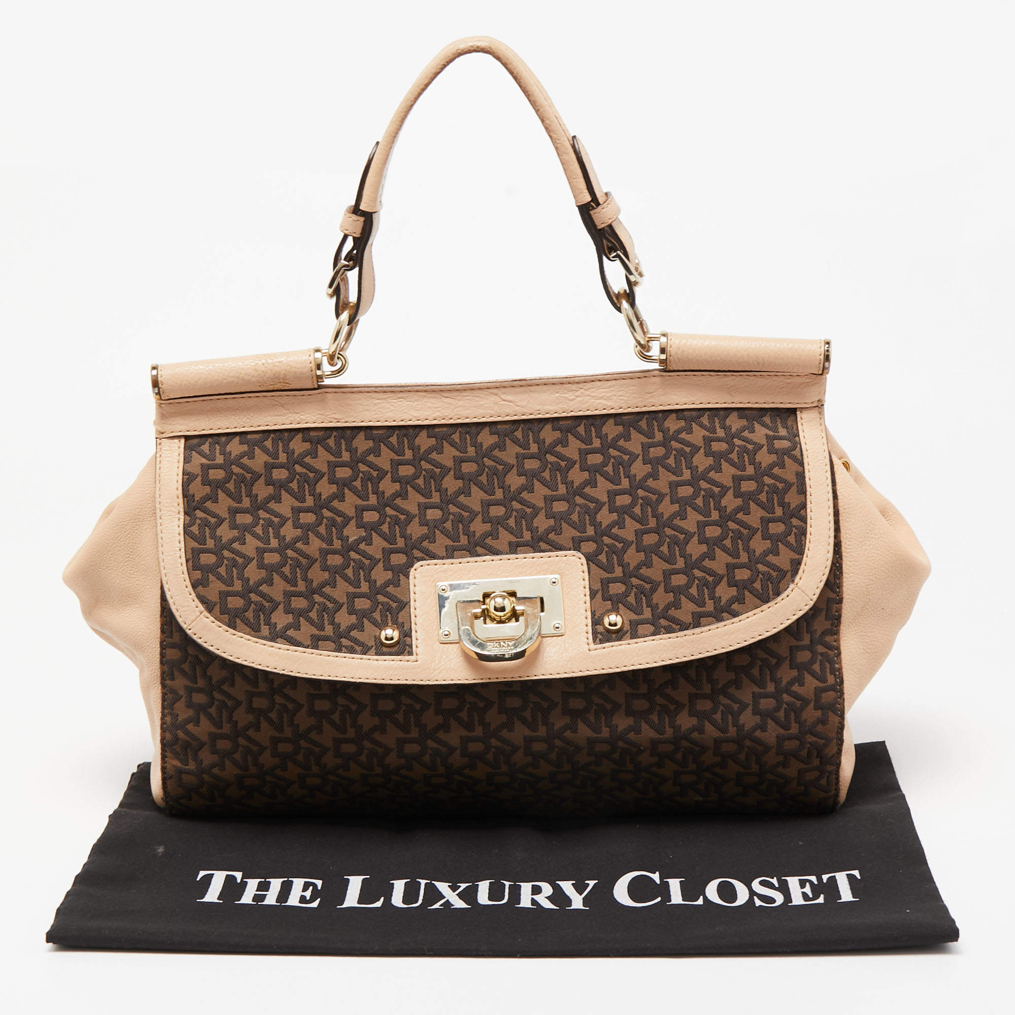 Dkny Brown Signature Canvas and Leather Front Pocket Satchel Dkny | The  Luxury Closet
