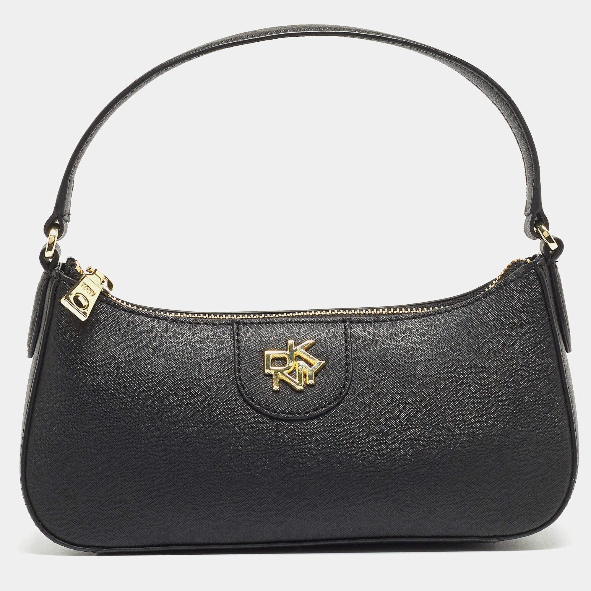 DKNY Black Leather Carol Baguette Bag