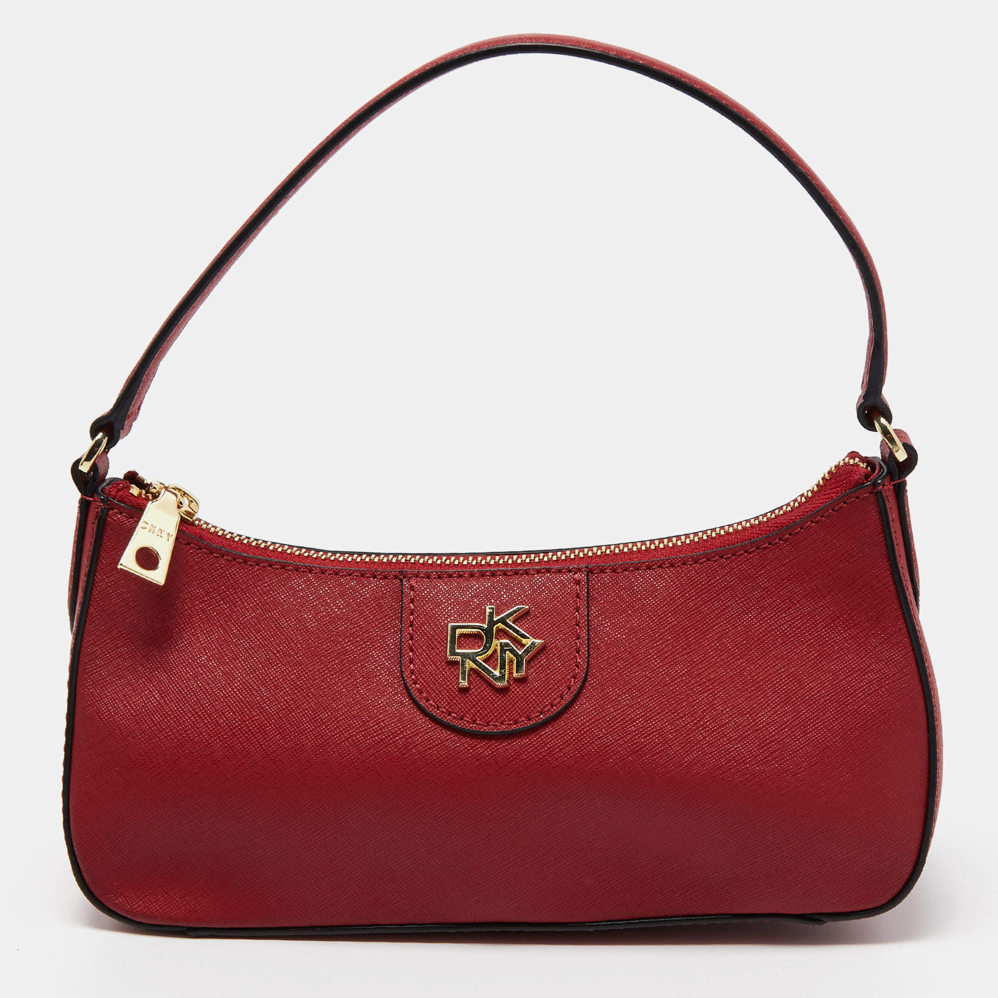 DKNY Red Leather Carol Baguette Bag