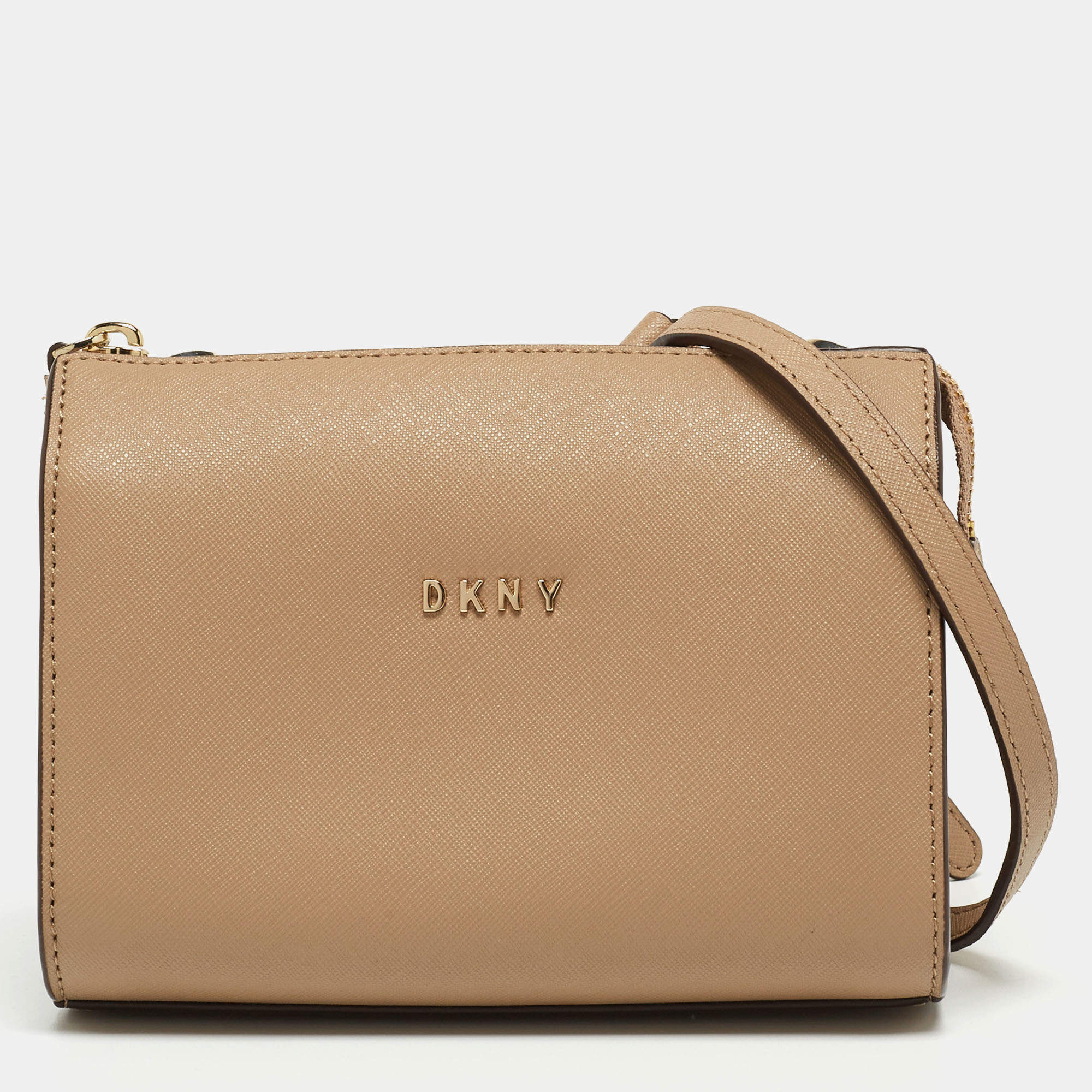 Pre Owned DKNY Beige Leather Crossbody Bag