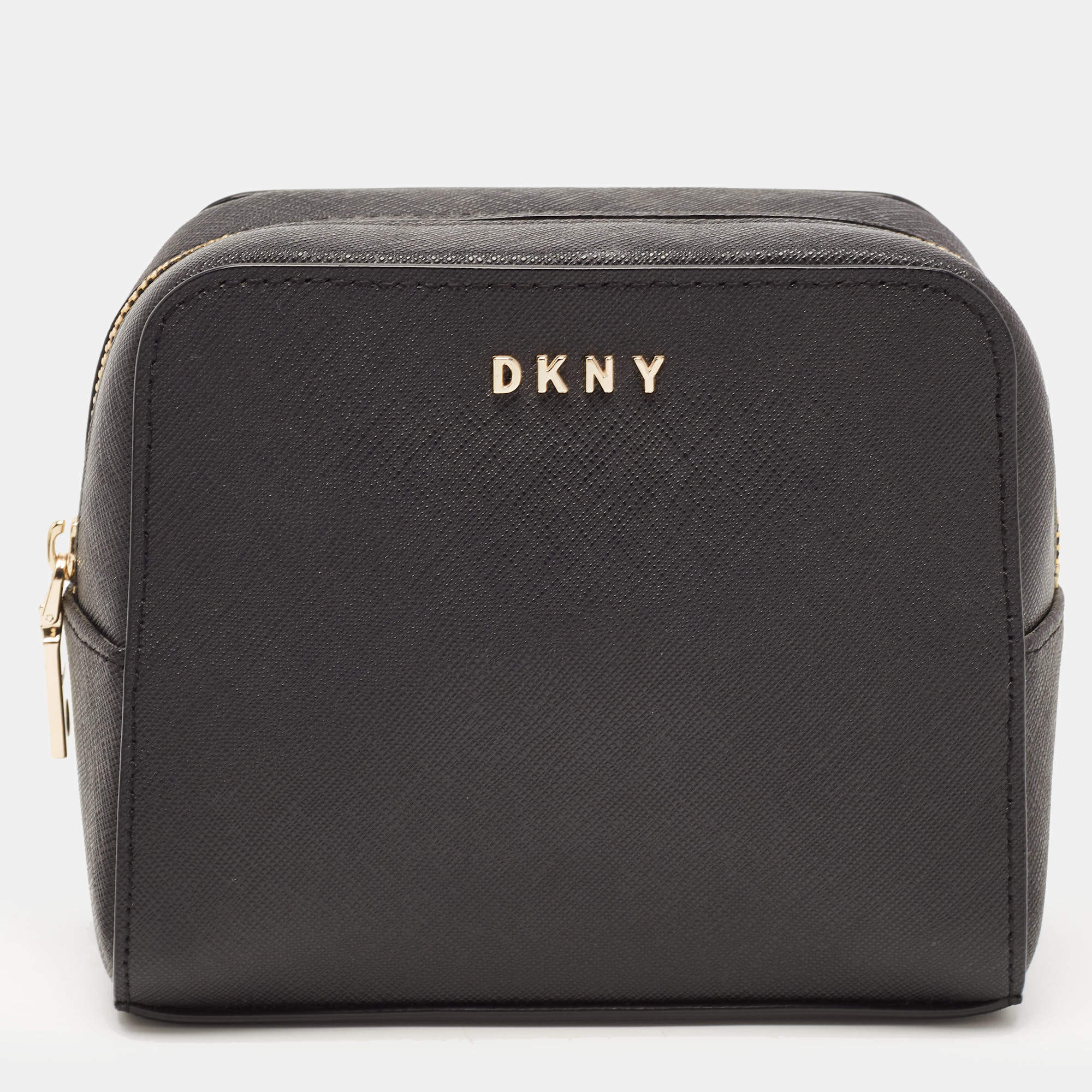 DKNY Black Saffiano Leather Cosmetic Pouch