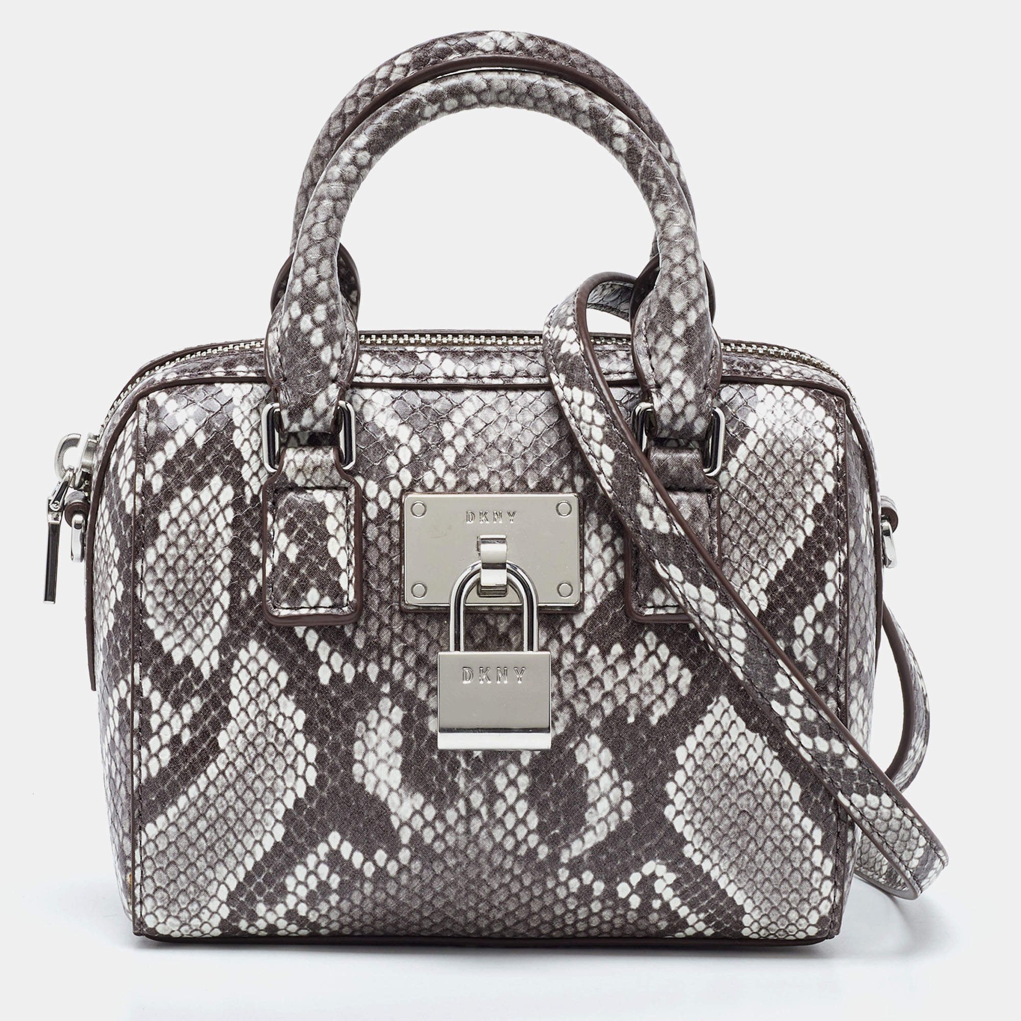 DKNY Brown Snakeskin Embossed Leather Crossbody Bag Dkny TLC