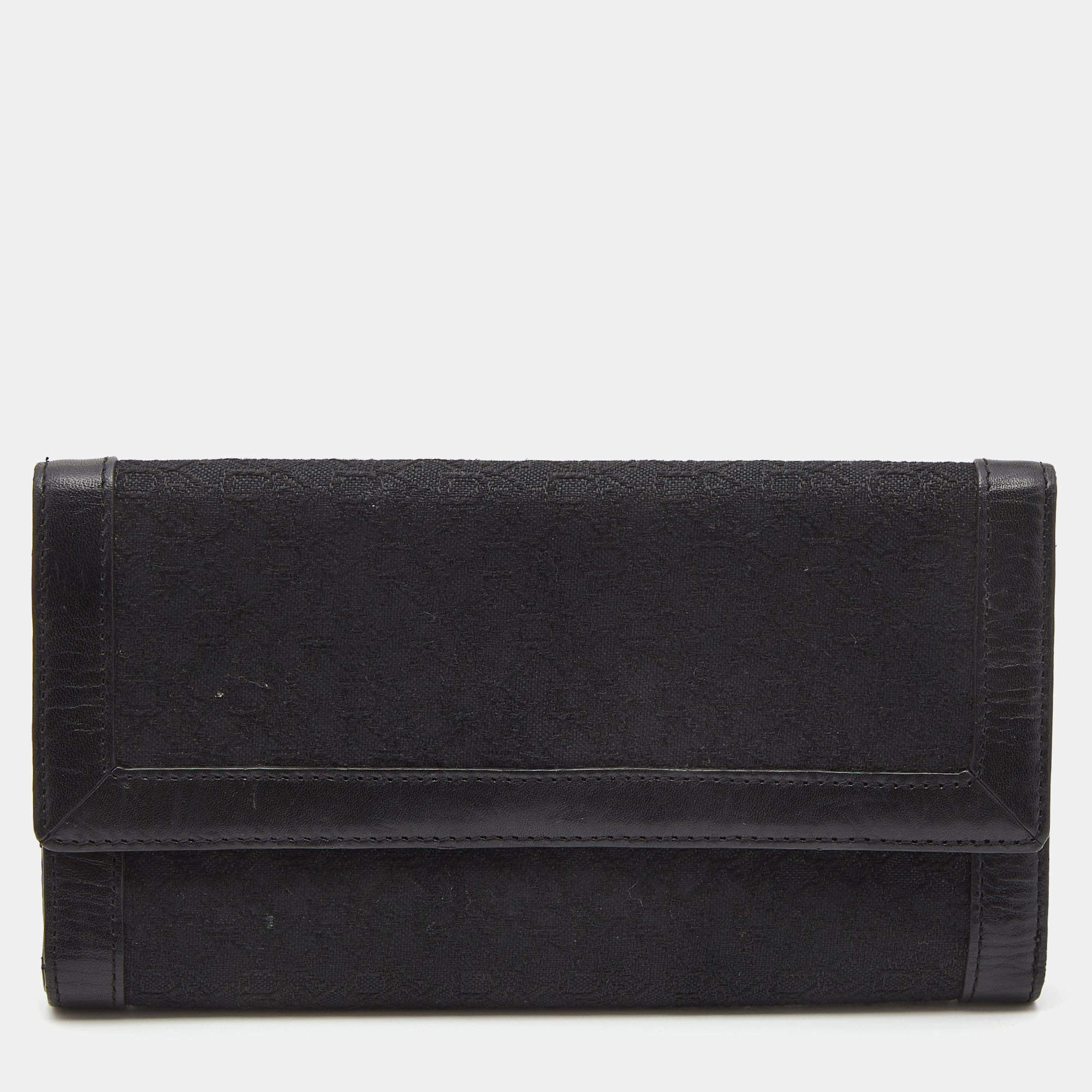 DKNY Black Signature Canvas and Leather Continental Wallet