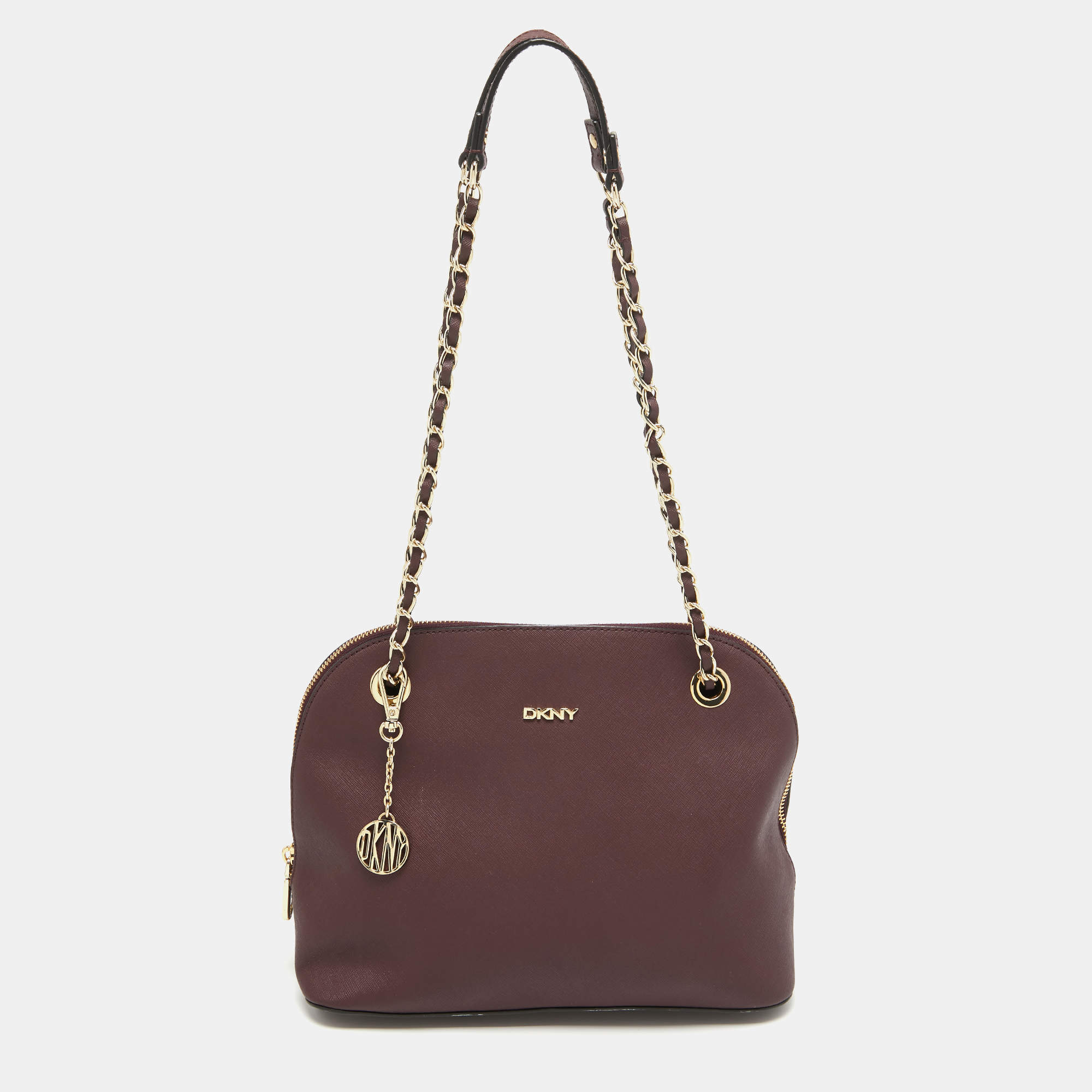 مملوكة مسبقًا DKNY Burgundy Leather Dome Shoulder Bag