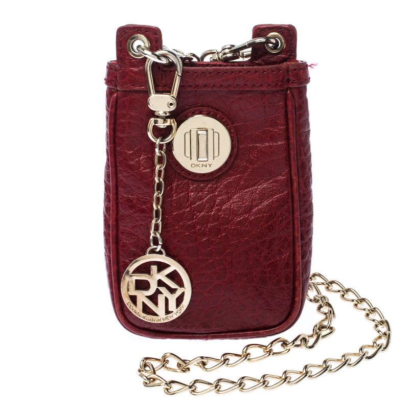 Dkny Red Leather Chain iPhone Case