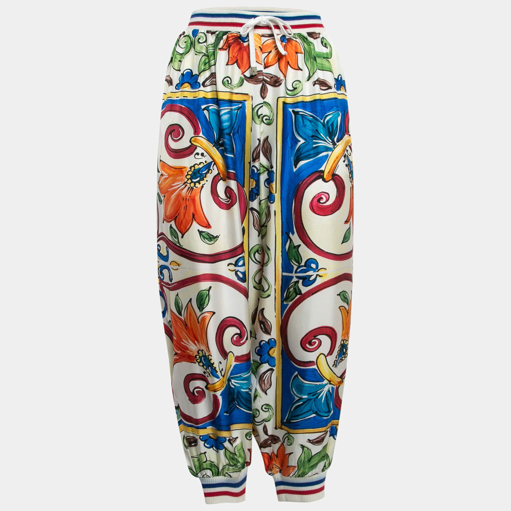 Dolce & Gabbana Multicolor Printed Silk Pants L