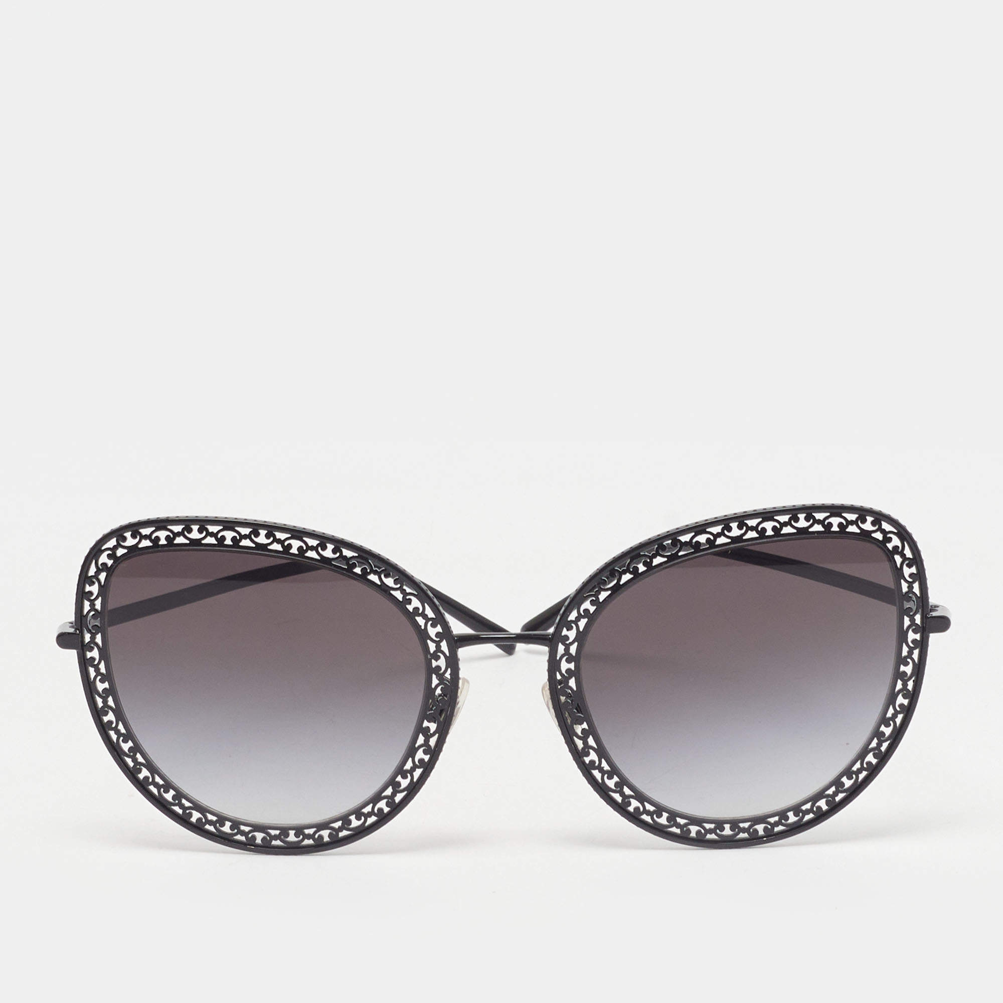 Pre Owned Dolce & Gabbana Black DG226 Devotion Butterfly Sunglasses