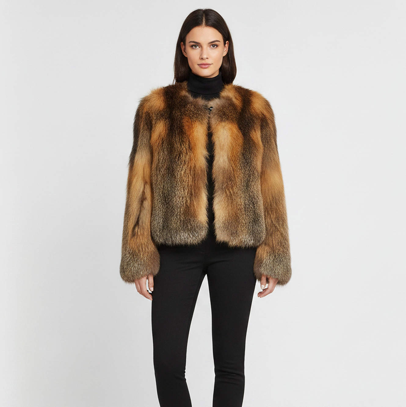 مملوكة مسبقًا Dolce & Gabbana Brown Fox Fur Cropped Jacket S